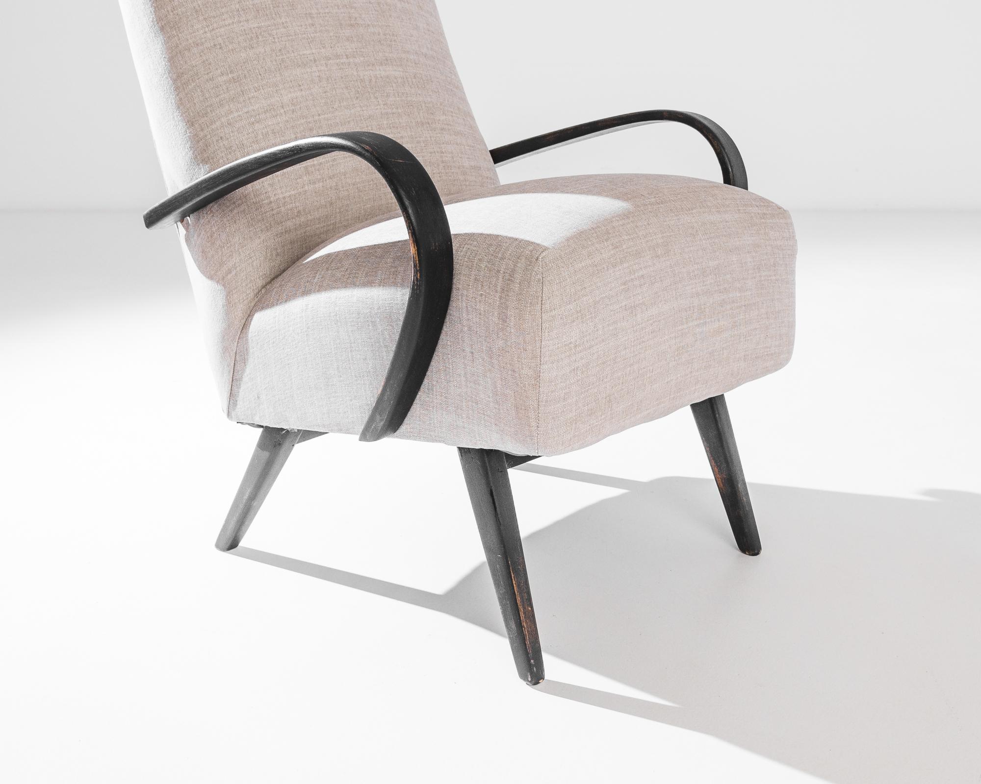 Mid-Century Modern 1930s Mid-Century Czech Beige Bentwood Armchair (Fauteuil en bentwood beige) en vente