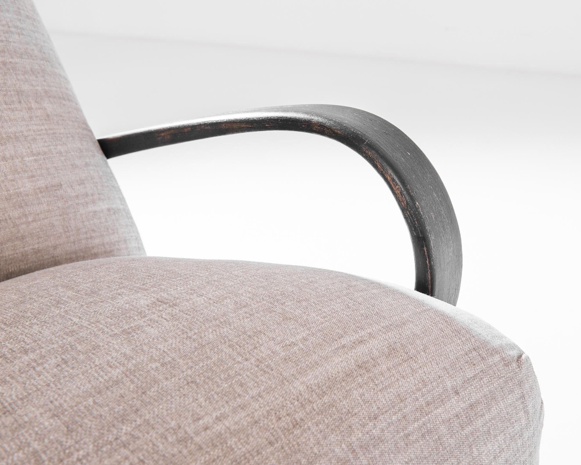 Tchèque 1930s Mid-Century Czech Beige Bentwood Armchair (Fauteuil en bentwood beige) en vente