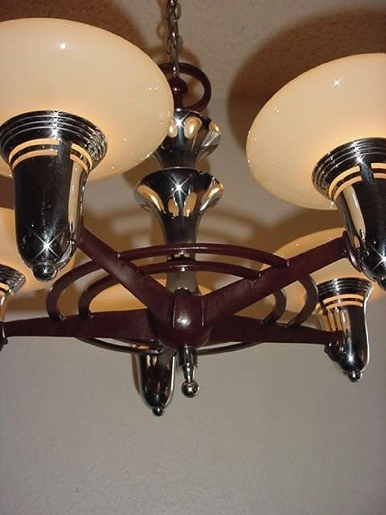  1930s Mid-Century Style Ceiling Fixture. 2+ available In Good Condition For Sale In Prescott, US