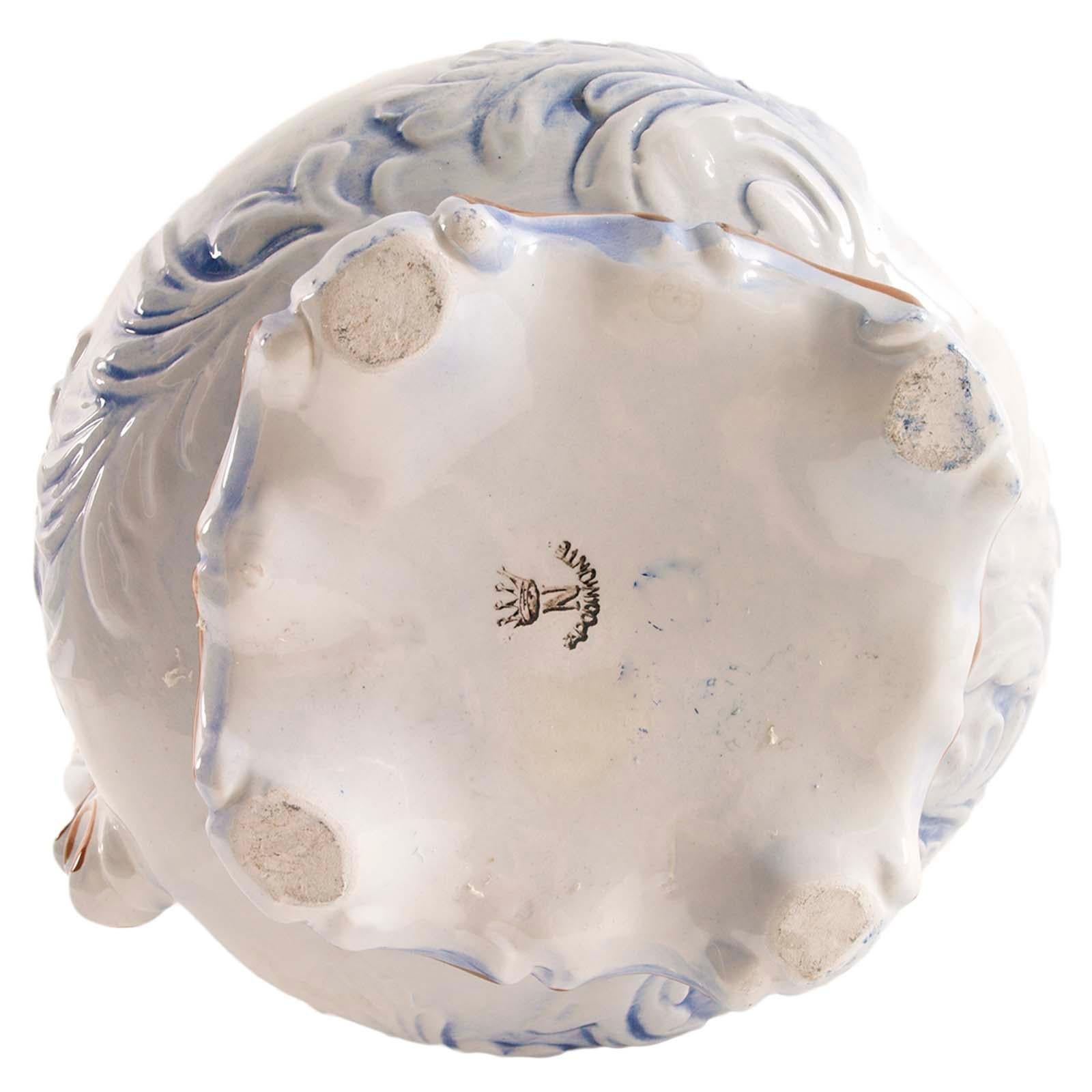 Italian 1930s Midcentury Baroque Large Italy Capodimonte Porcelain Pitcher For Sale