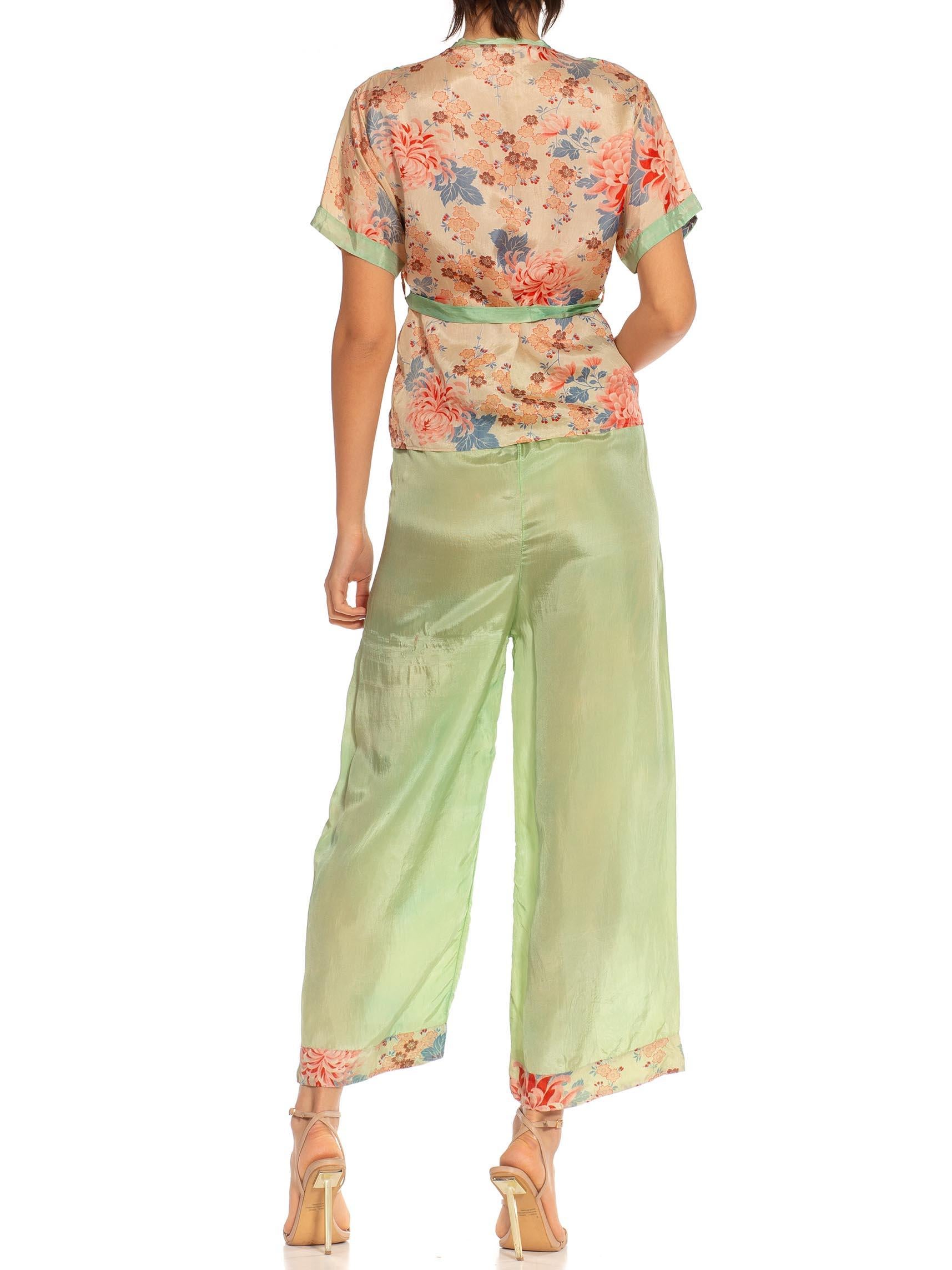 Pajamas de plage en rayonne vert menthe des années 1930 en rupture de stock en vente 4