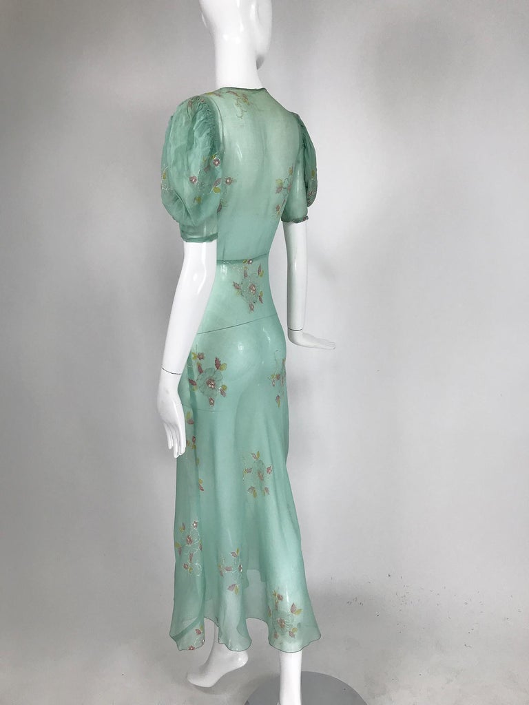 slim fit dress slacks SOLD 1930s Mint Green Sheer Silk Chiffon Hand Embroidered Bias Cut Max –  Palm Beach Vintage main image 1