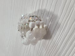 Miriam Haskell Bracelet vintage à trois rangs de perles en verre dépoli et cristal des années 1930