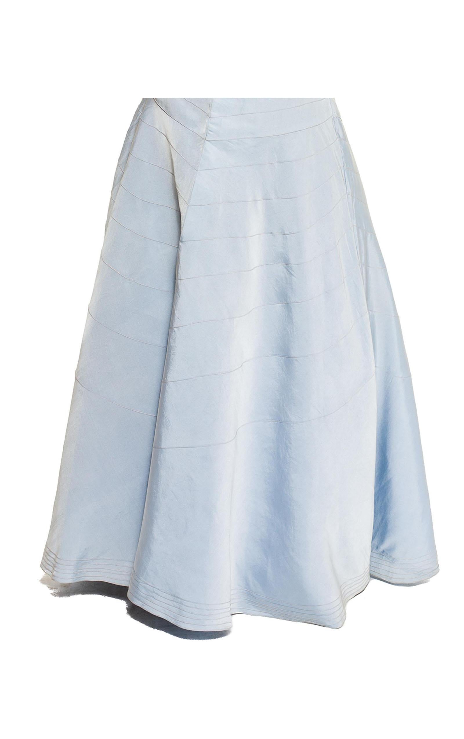 1930S MME JEANNE Baby Blue Haute Couture Silk Satin Art Deco Seamed Gown From L For Sale 2