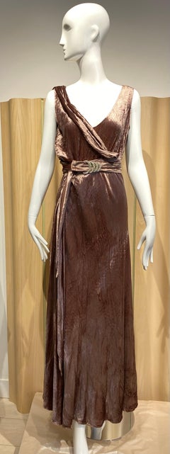 1930s Mocha Brown Velvet Dress with Capelet