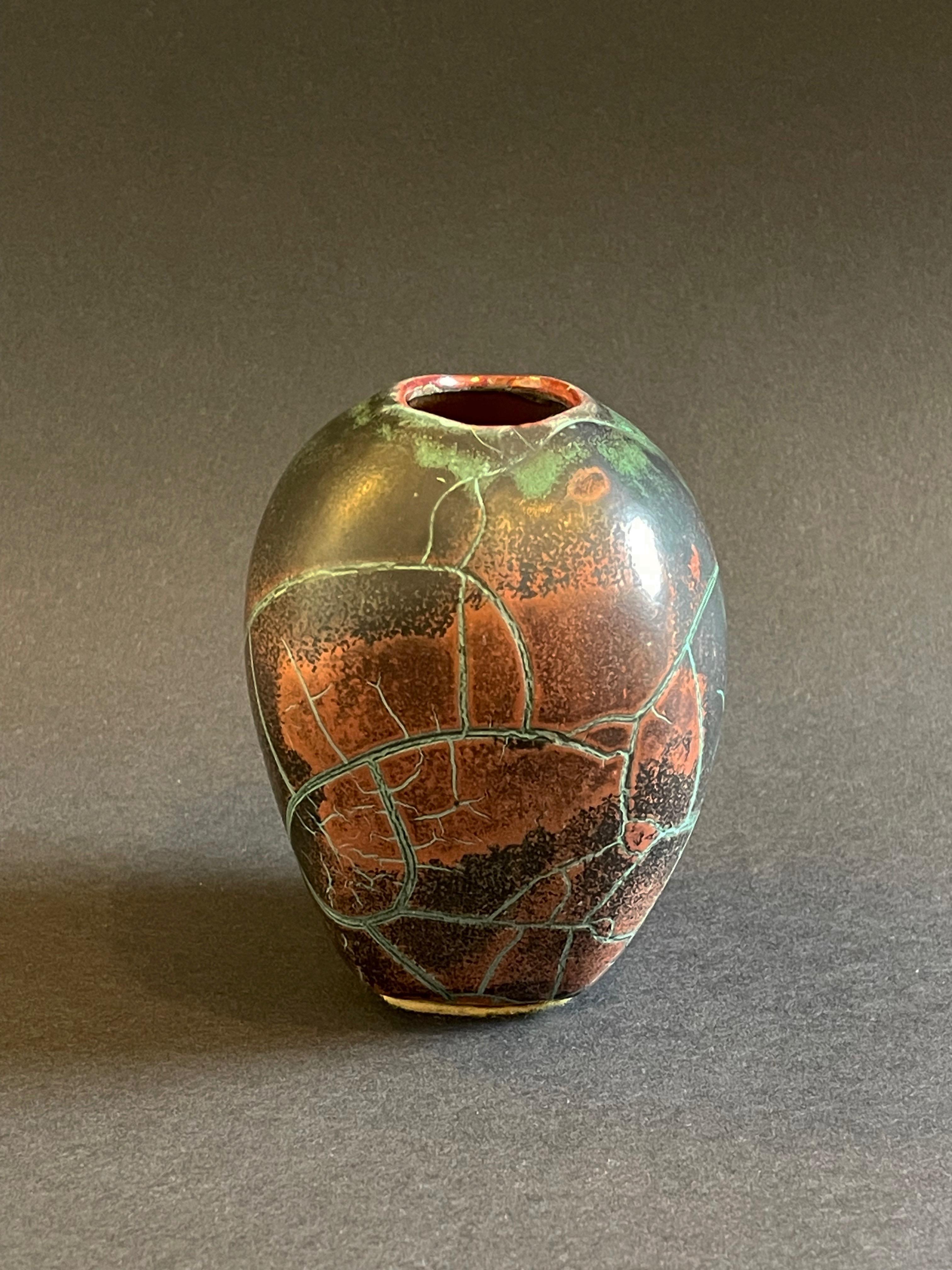 Hand-Crafted 1930s Modern Chinese Vibe, Reduction Glaze by Paul Dresler, Grootenburg, Germany For Sale