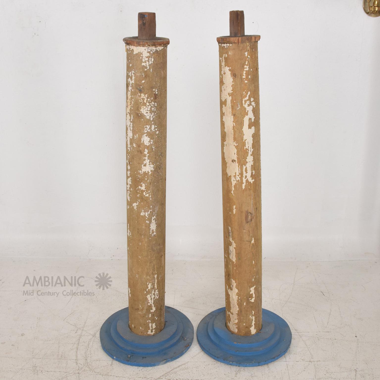 American 1930s Architectural Salvage Distressed Wood Columns Set of Four For Sale