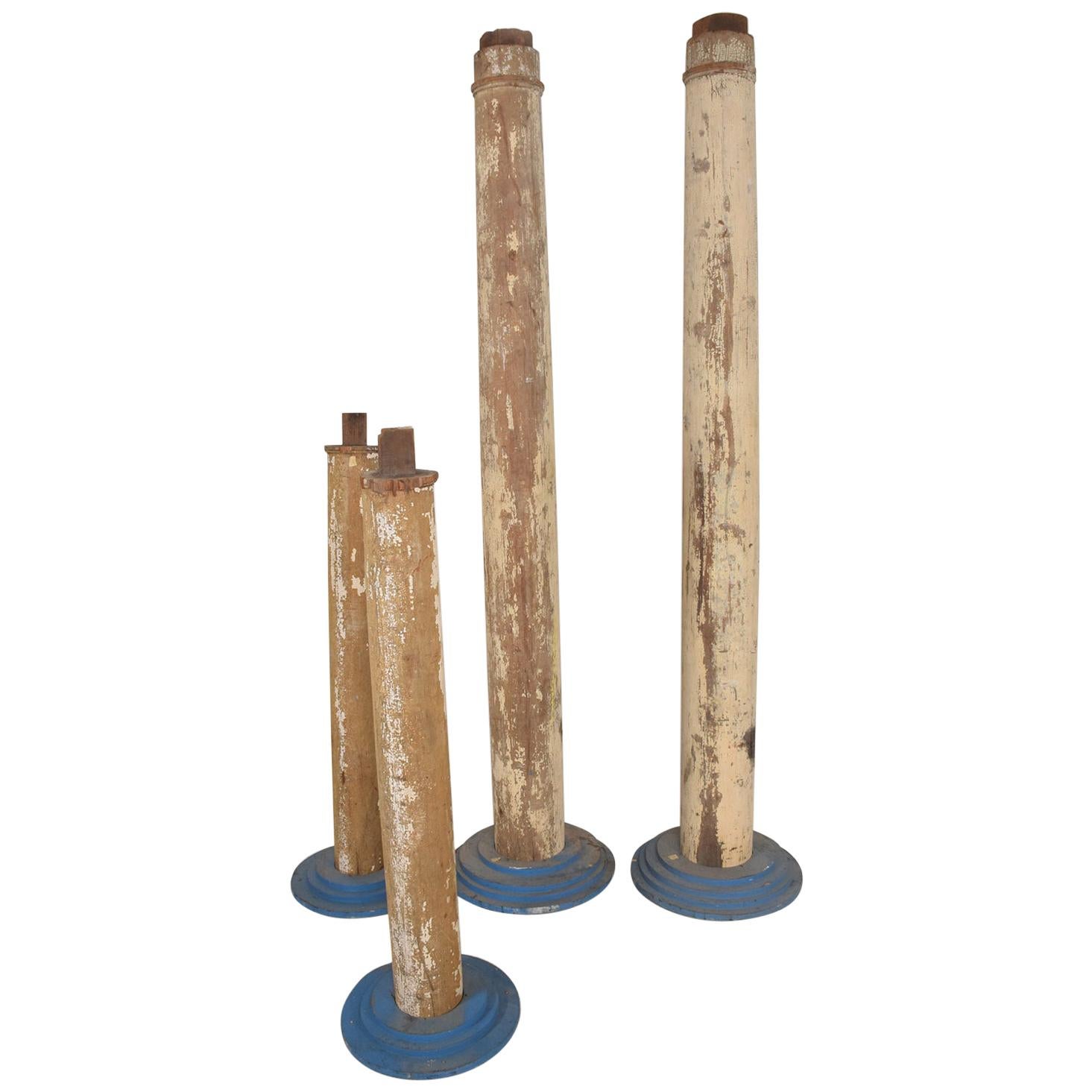 1930s Architectural Salvage Distressed Wood Columns Set of Four For Sale