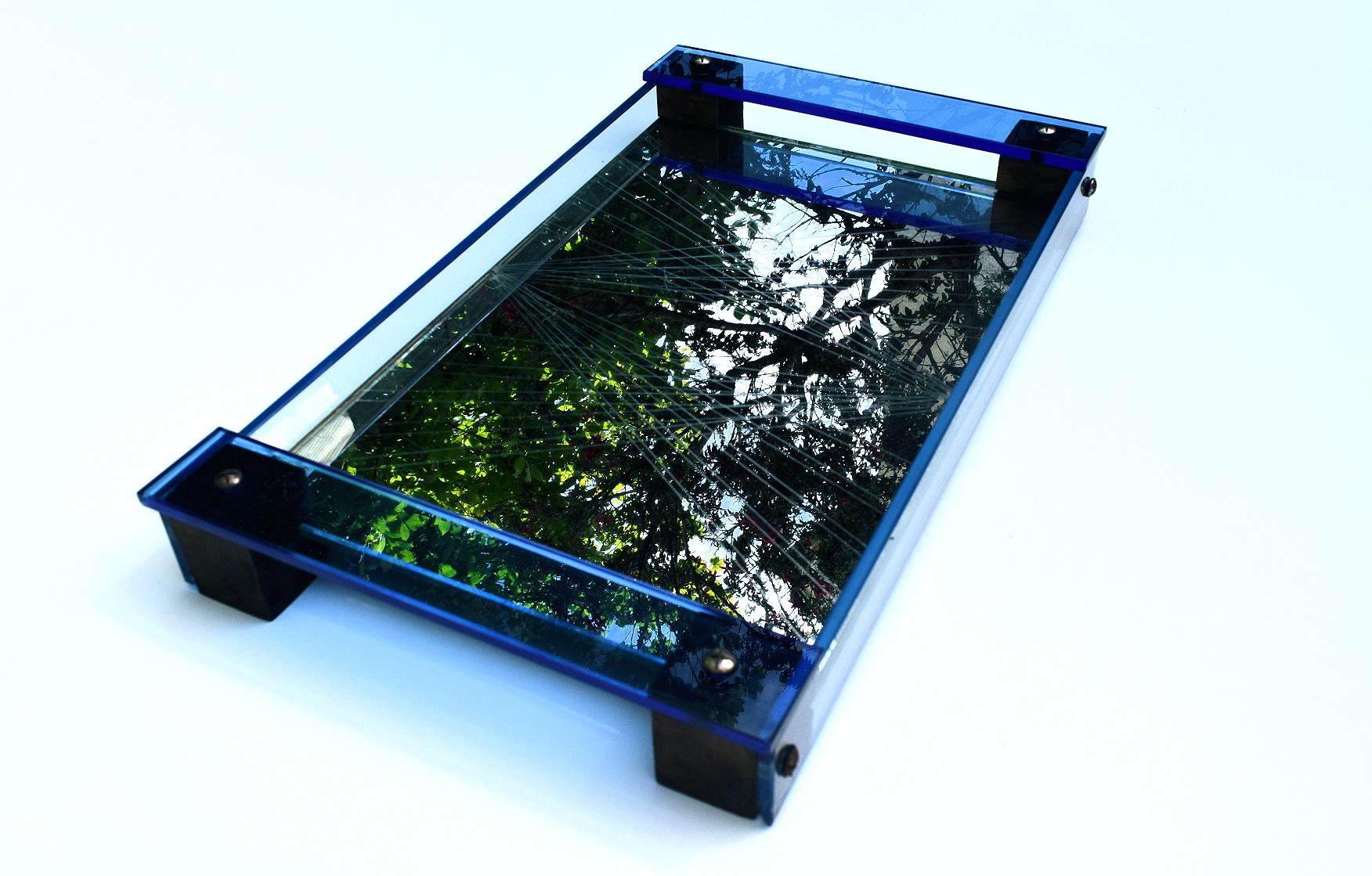 1930s Modernist Art Deco French Blue Glass Tray In Good Condition In Devon, England