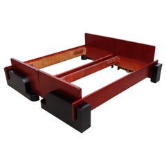 1930's Modernist Bed Set in Red and Black Stained Wood