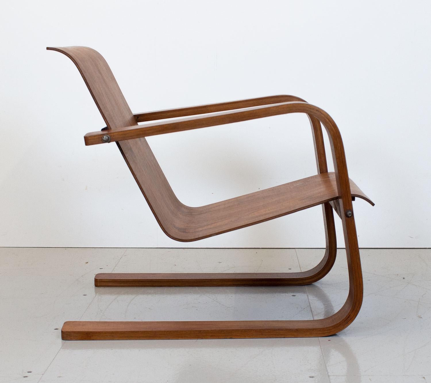 Scandinavian 1930s Modernist Cantilever Plywood Armchair For Sale