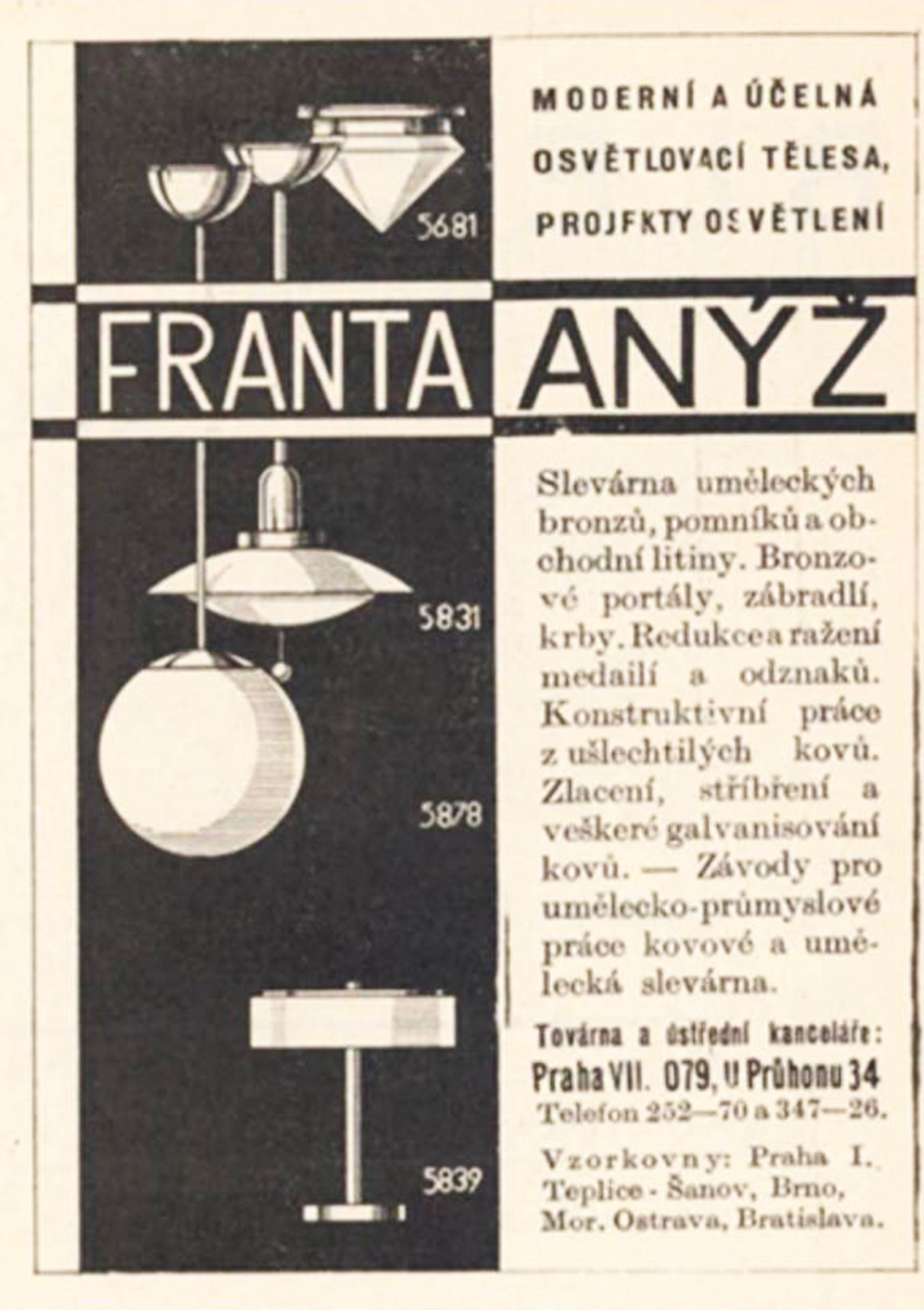 1930's Modernist Ceiling Lamp by Franta Anyz Co. For Sale 3