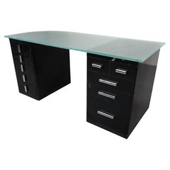 1930's modernist desk in black lacquered metal