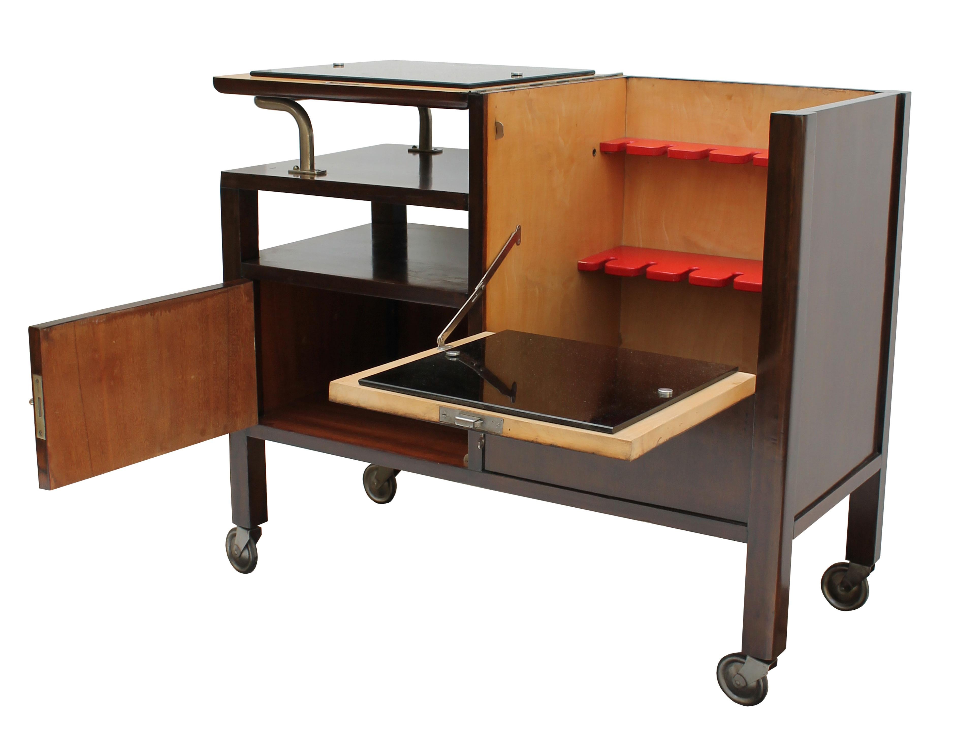 Veneer 1930's Modernist Drink Cabinet Model D 625 by Thonet For Sale