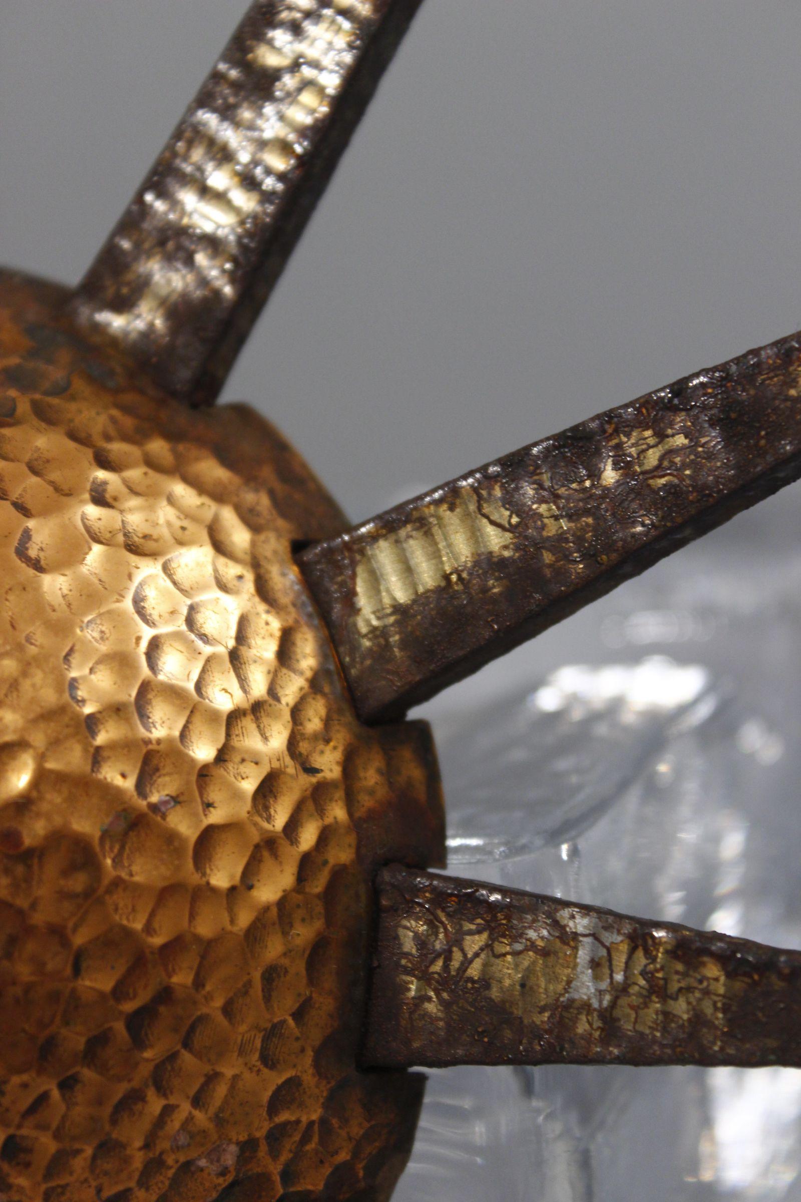 1930s Modernist hammered copper & brass wall coat hanger For Sale 3