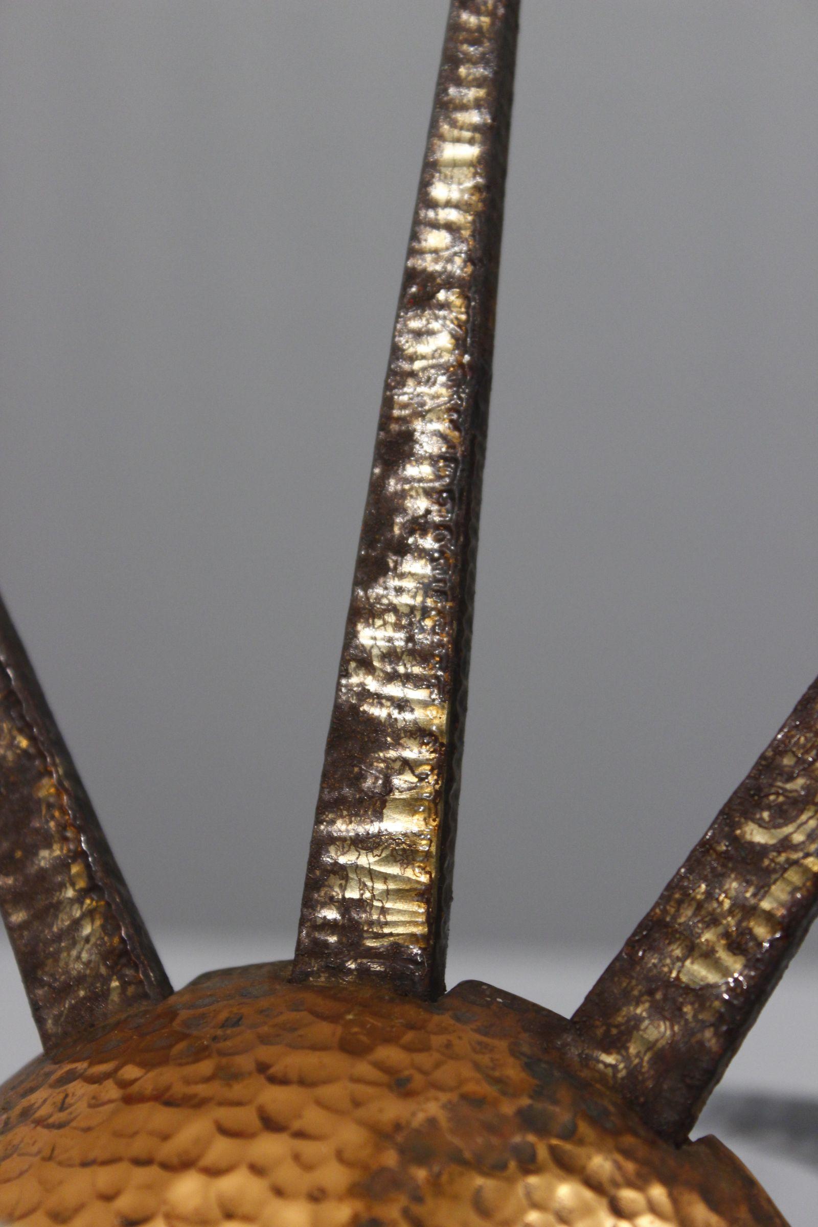 1930s Modernist hammered copper & brass wall coat hanger For Sale 2