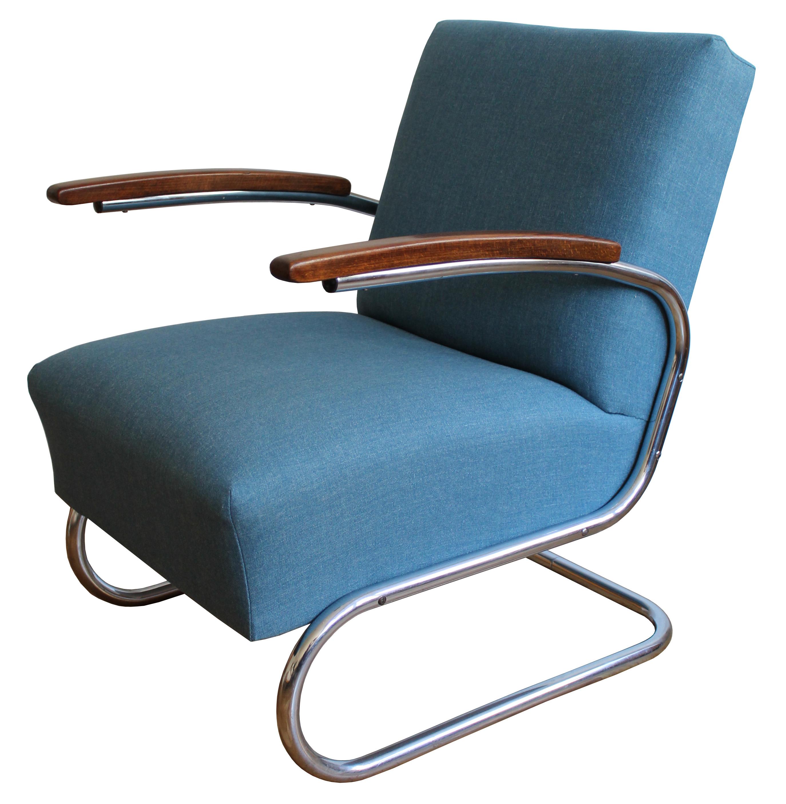 1930's Modernist Lounge Chair by Walter Schneider and Paul Hahn In Good Condition In Brno, CZ