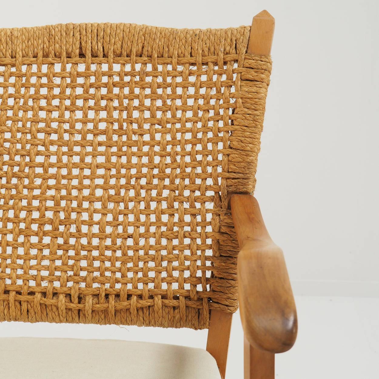 Raffia 1930s Modernist Rope Chair attr. to Bas Van Pelt, The Netherlands