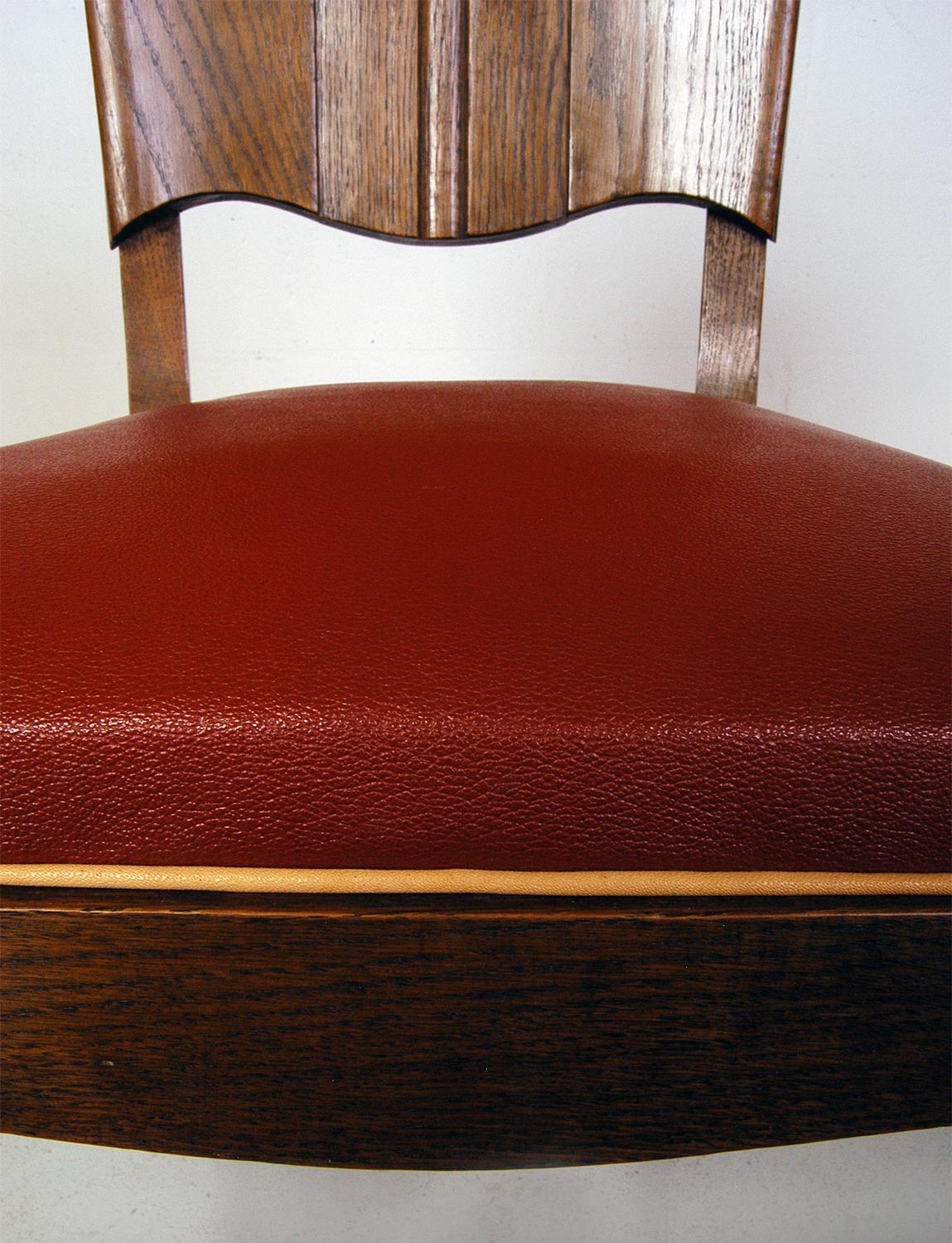 Set di sei sedie da pranzo in rovere francese Art Deco Charles Dudouyt, anni '30-'40. 5