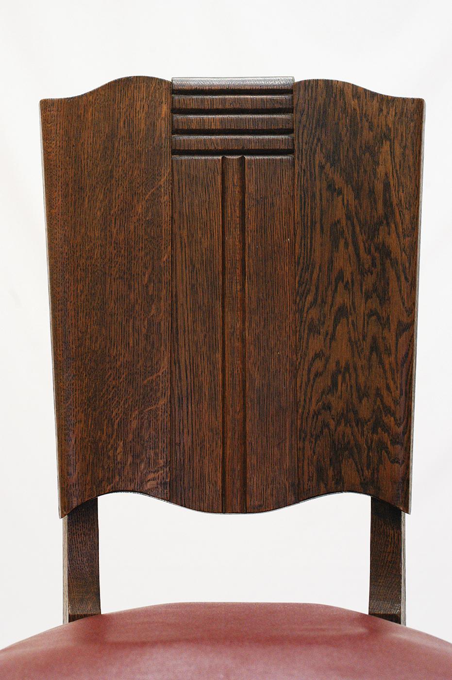 Set di sei sedie da pranzo in rovere francese Art Deco Charles Dudouyt, anni '30-'40. 2
