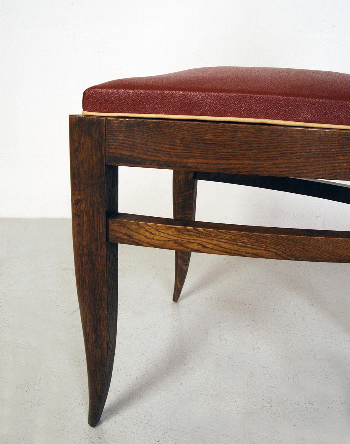 1930s 40s Modernist set of Six French Art Deco Oak Dining Chairs Charles Dudouyt For Sale 2