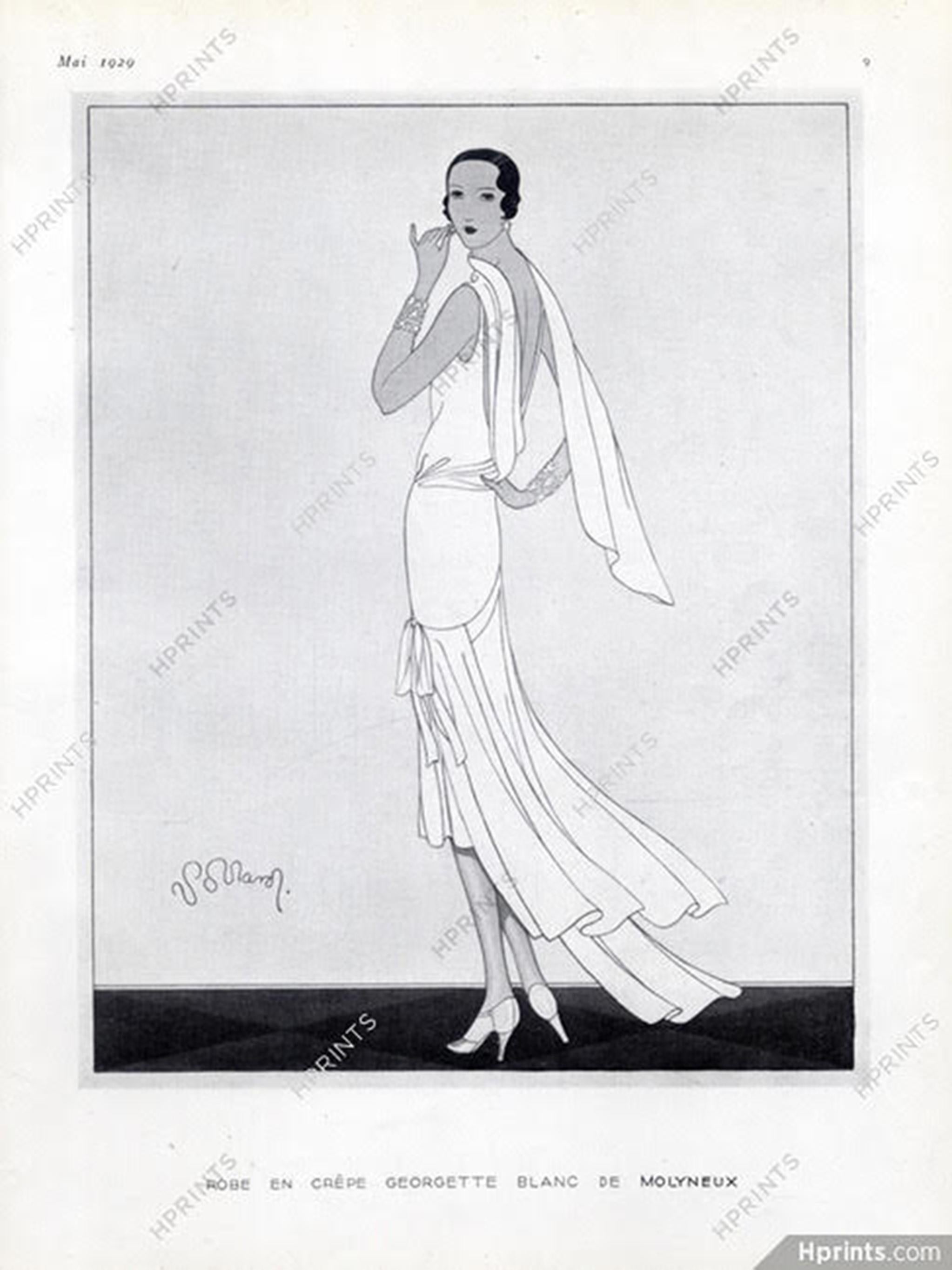 Robe asymétrique haute couture Molyneux des années 1930 en velours de soie bleu saphir coupée en biais en vente 1