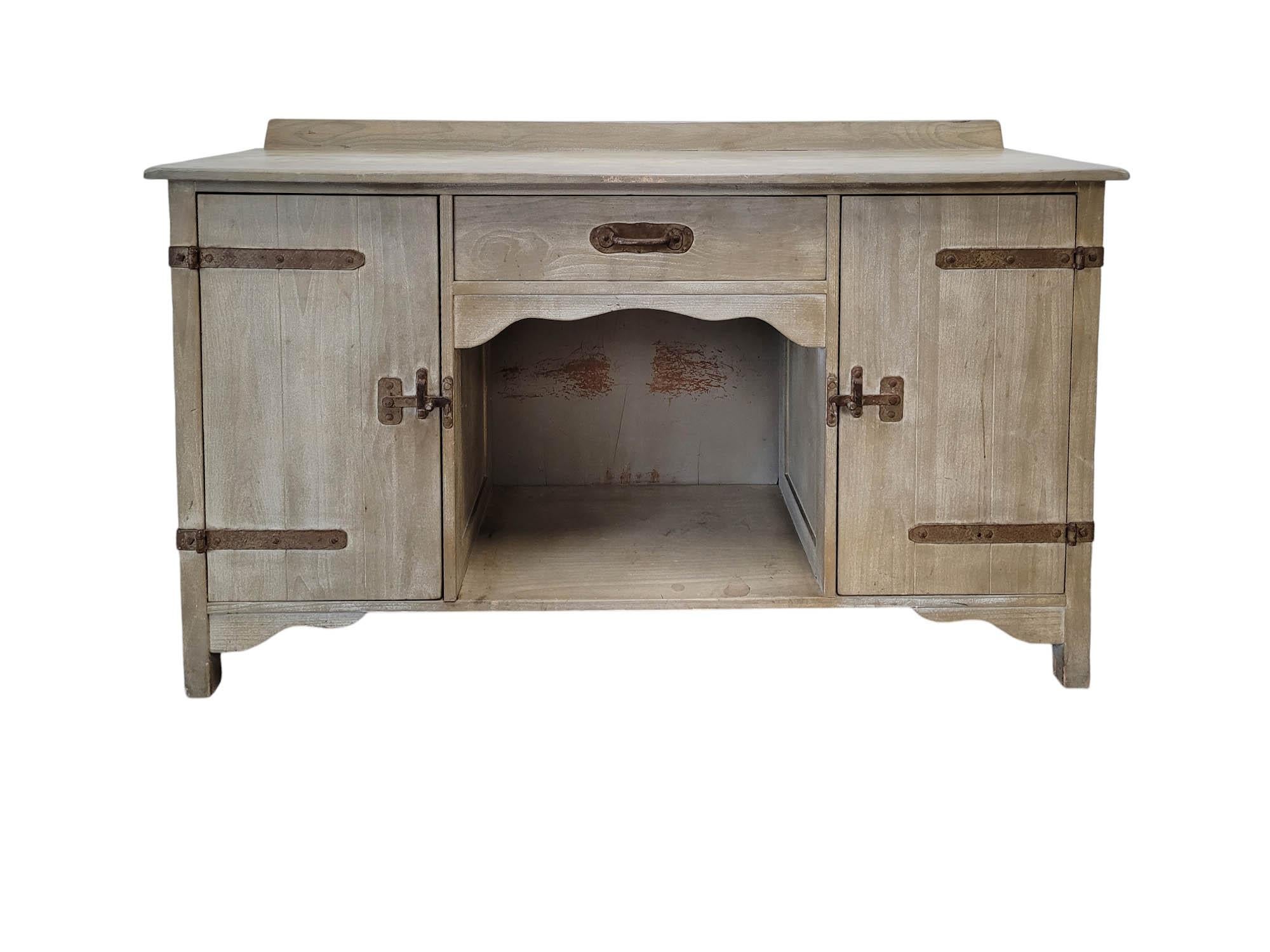 Wood 1930s Monterey Credenza in Straw Ivory For Sale