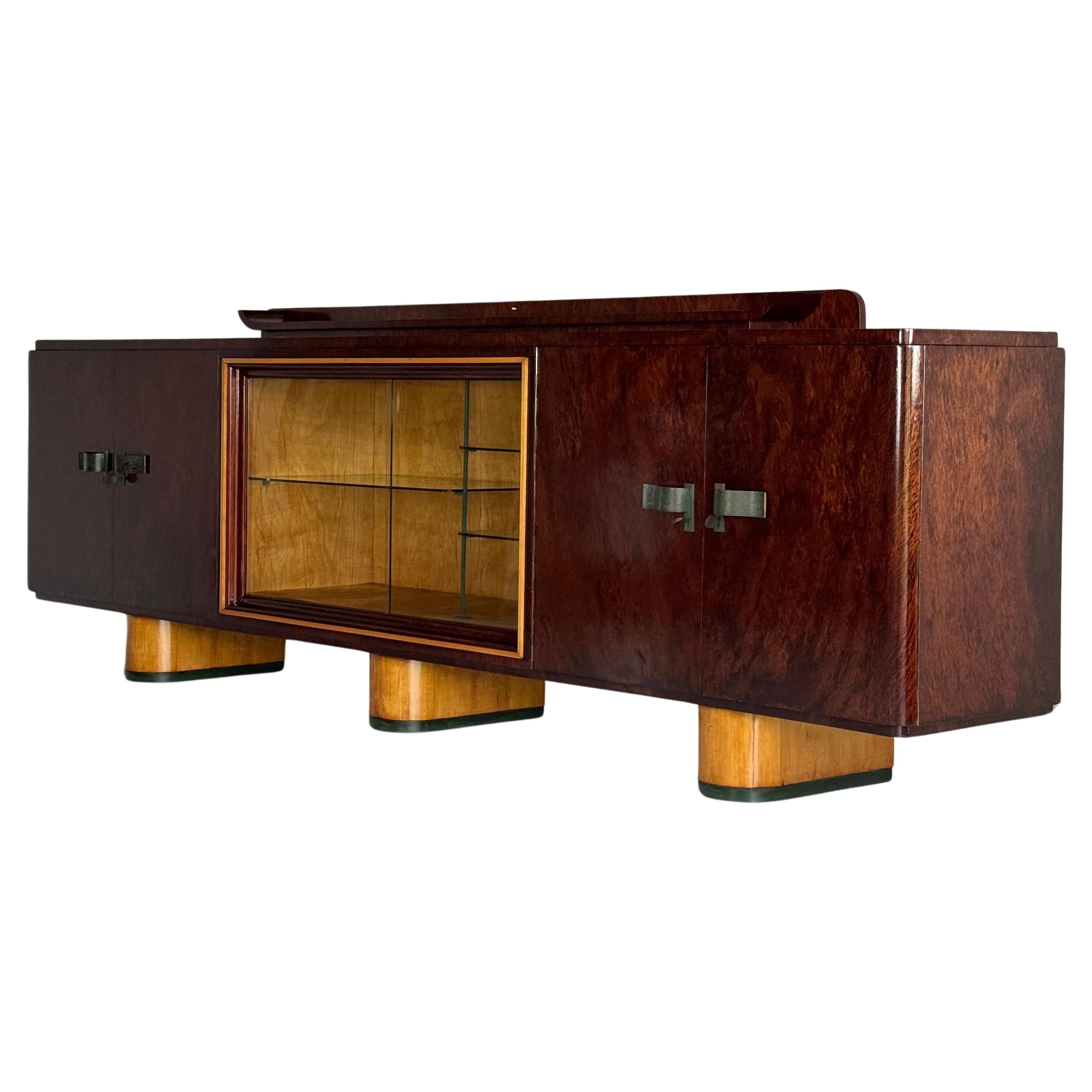 1930s Monumental art deco mahogany sideboard For Sale