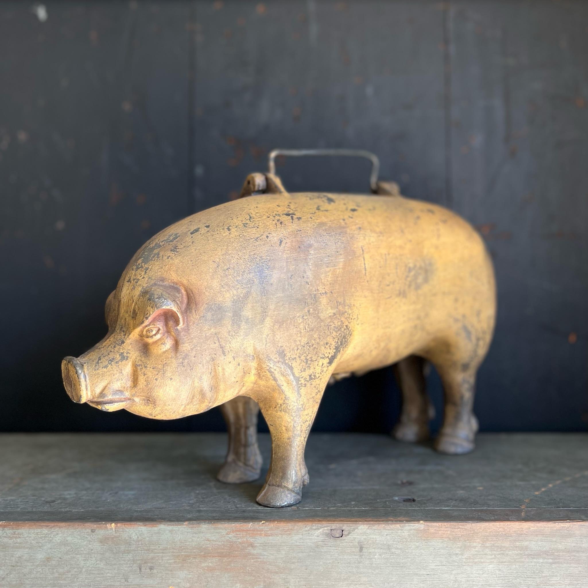 Americano Figura di venditore di maiali anatomici in ghisa della Moorman Farm Feeds del 1930 in vendita