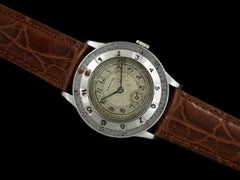 1930's Movado Vintage Mens Stainless Steel Elapsed Time Pilots Watch