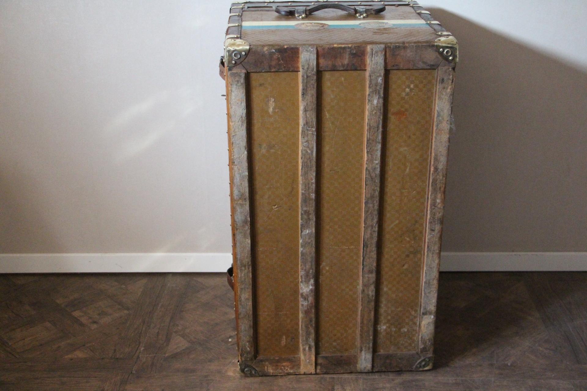 1930s Moynat Checkers Canvas Steamer Trunk 7