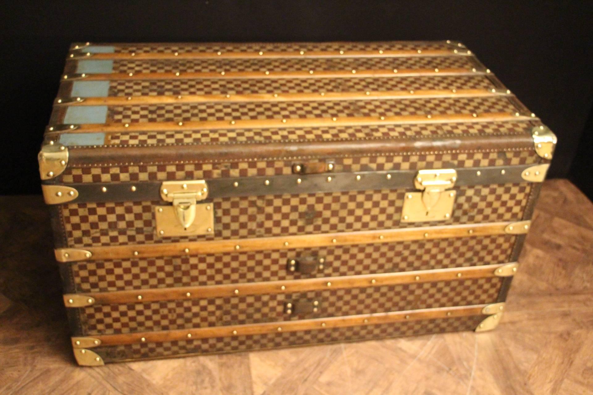 1930s Moynat Checkers Canvas Steamer Trunk 1