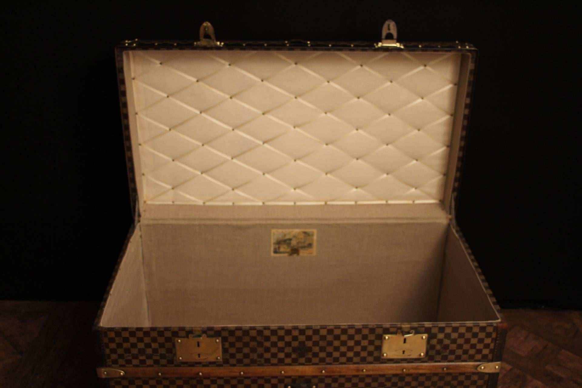 1930s Moynat Checkers Canvas Steamer Trunk 3