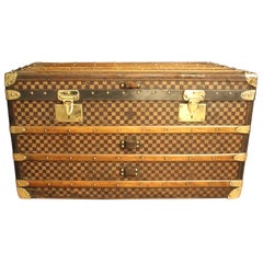 1930s Moynat Checkers Canvas Steamer Trunk