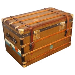 Vintage 1930s Moynat Checkers Canvas Steamer Trunk