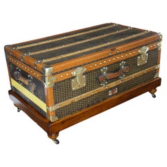 1930er Moynat-Truhe mit M-Muster, 90 cm Moynat-Dampfer-Truhe, Moynat-Truhe