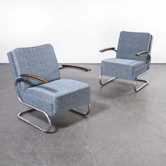 1930's Mucke Melder Original Armchairs - Fully Restored (Blue Fleck)