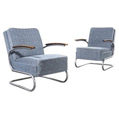 1930's Mucke Melder Original Armchairs - Fully Restored (Blue Fleck)