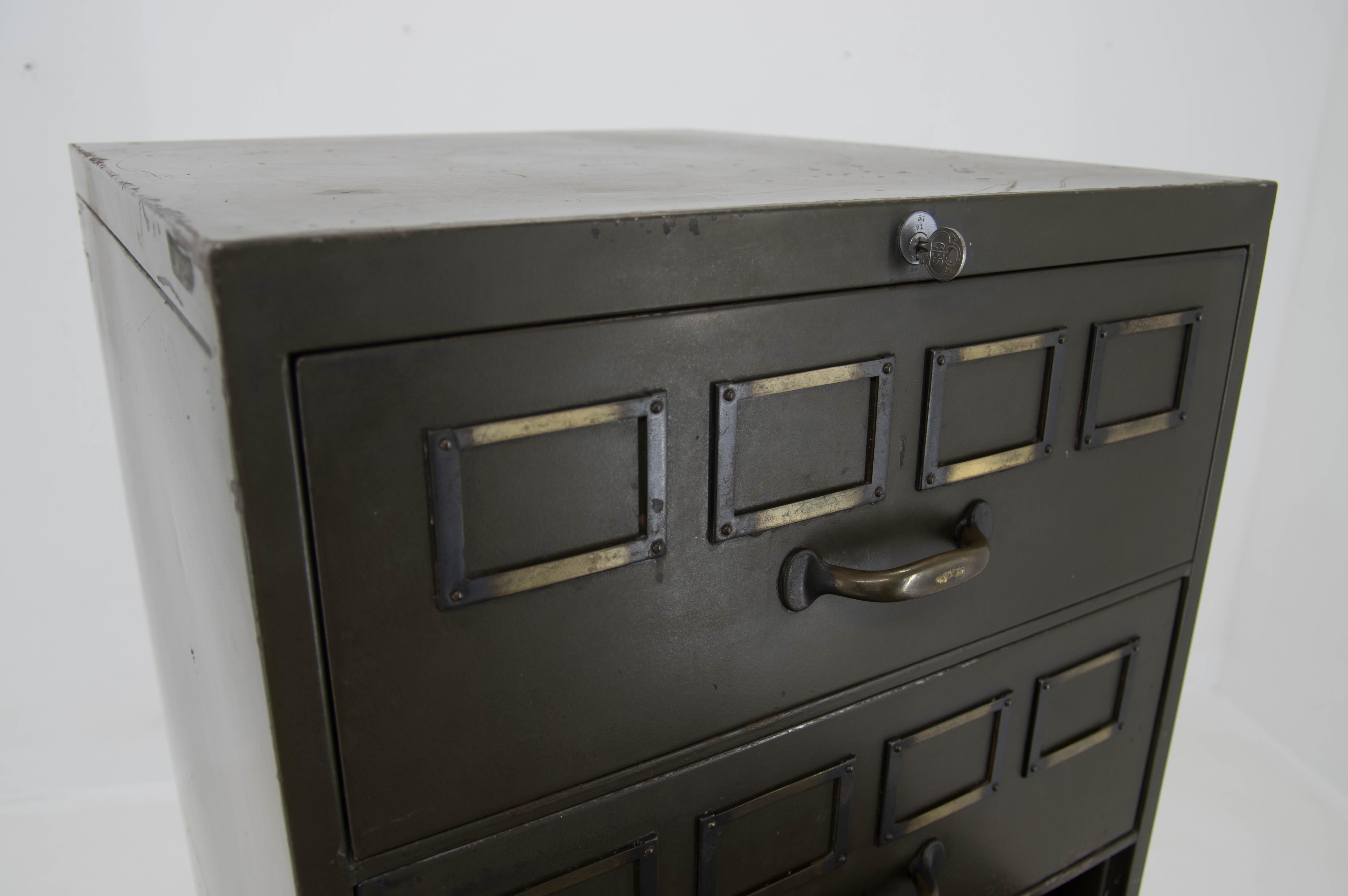 Bauhaus 1930s Multi Drawer Card Filing Cabinet by August Blodner For Sale