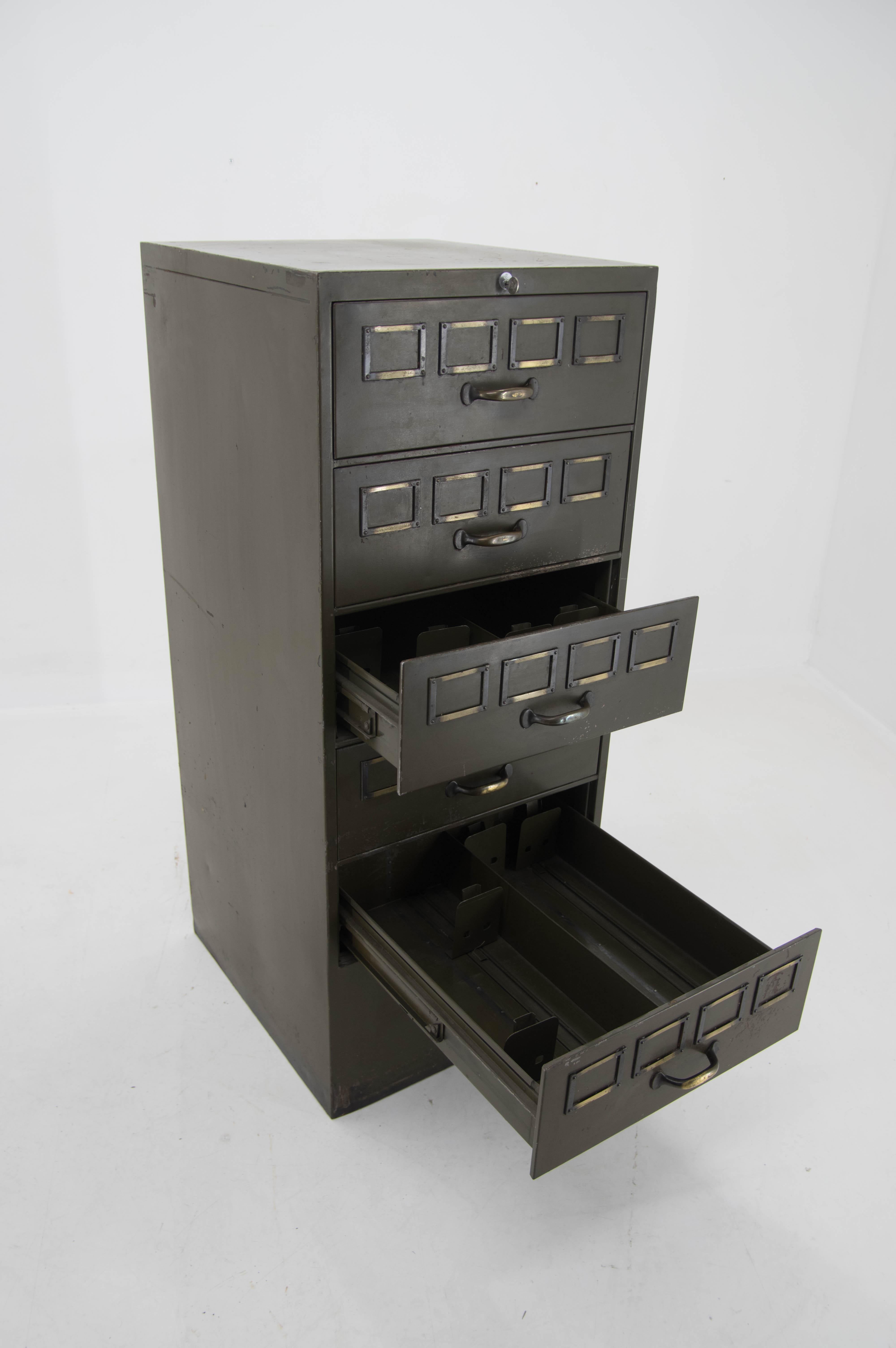 German 1930s Multi Drawer Card Filing Cabinet by August Blodner For Sale