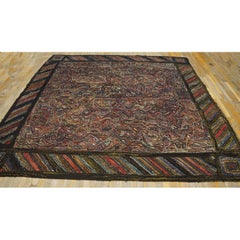 1930s Multicolor Antique Abstract Stripe Design American Hooked Folk Art Rug