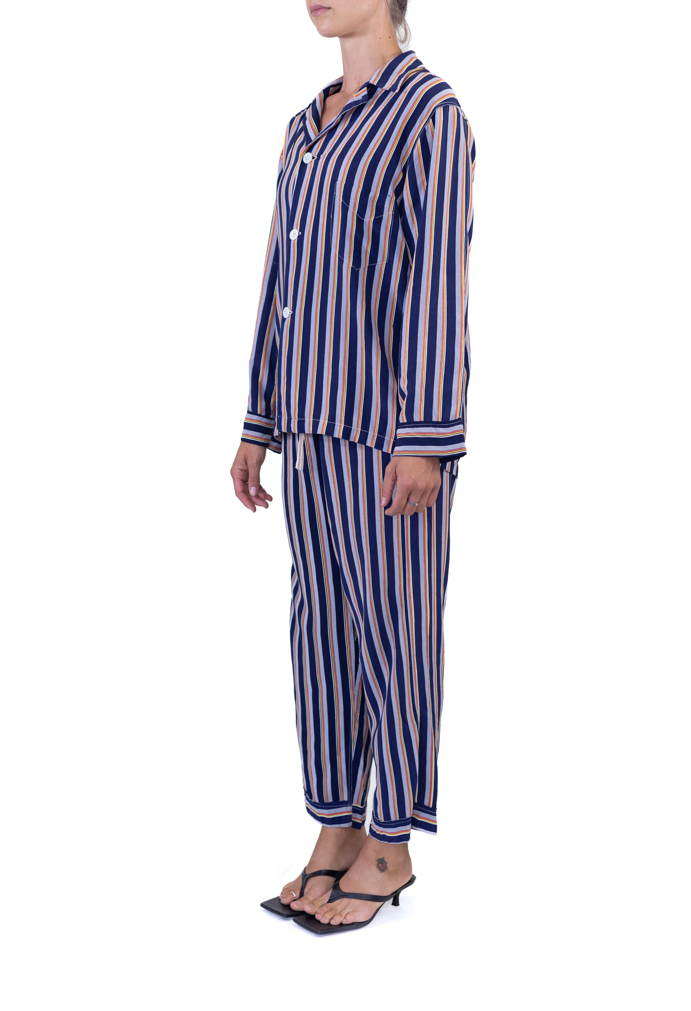 1930S Multicolor Striped Rayon Small Mens Pajamas 3