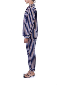 1930S Multicolor Striped Rayon Small Mens Pajamas