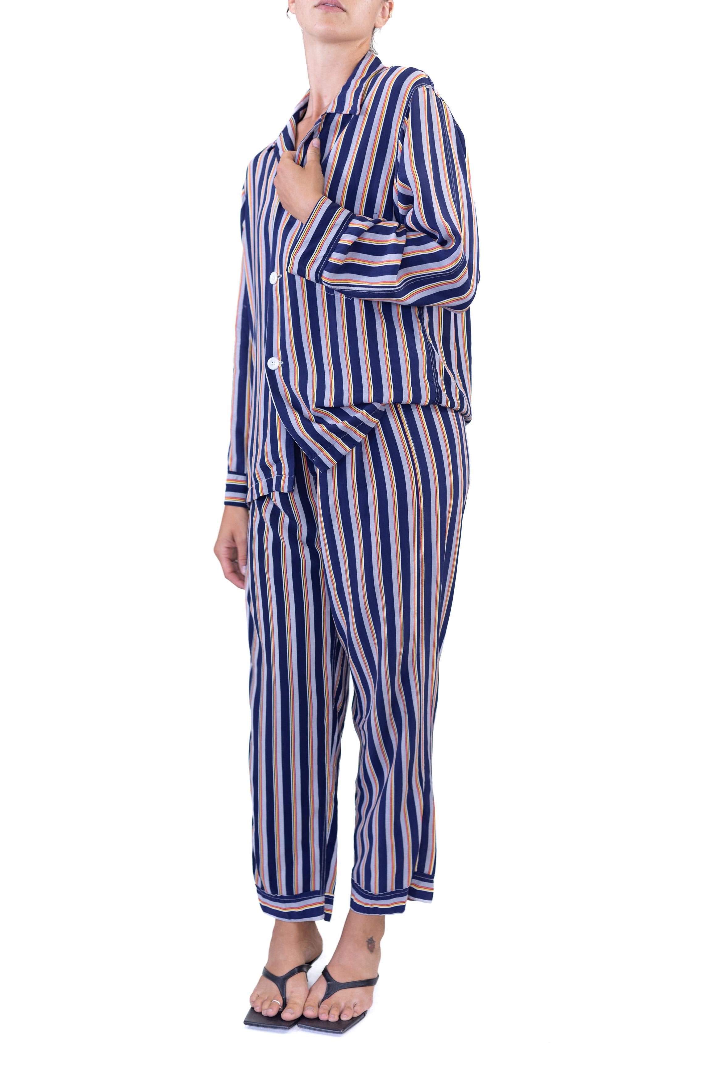 1930S Multicolor Striped Rayon Small Mens Pajamas 1