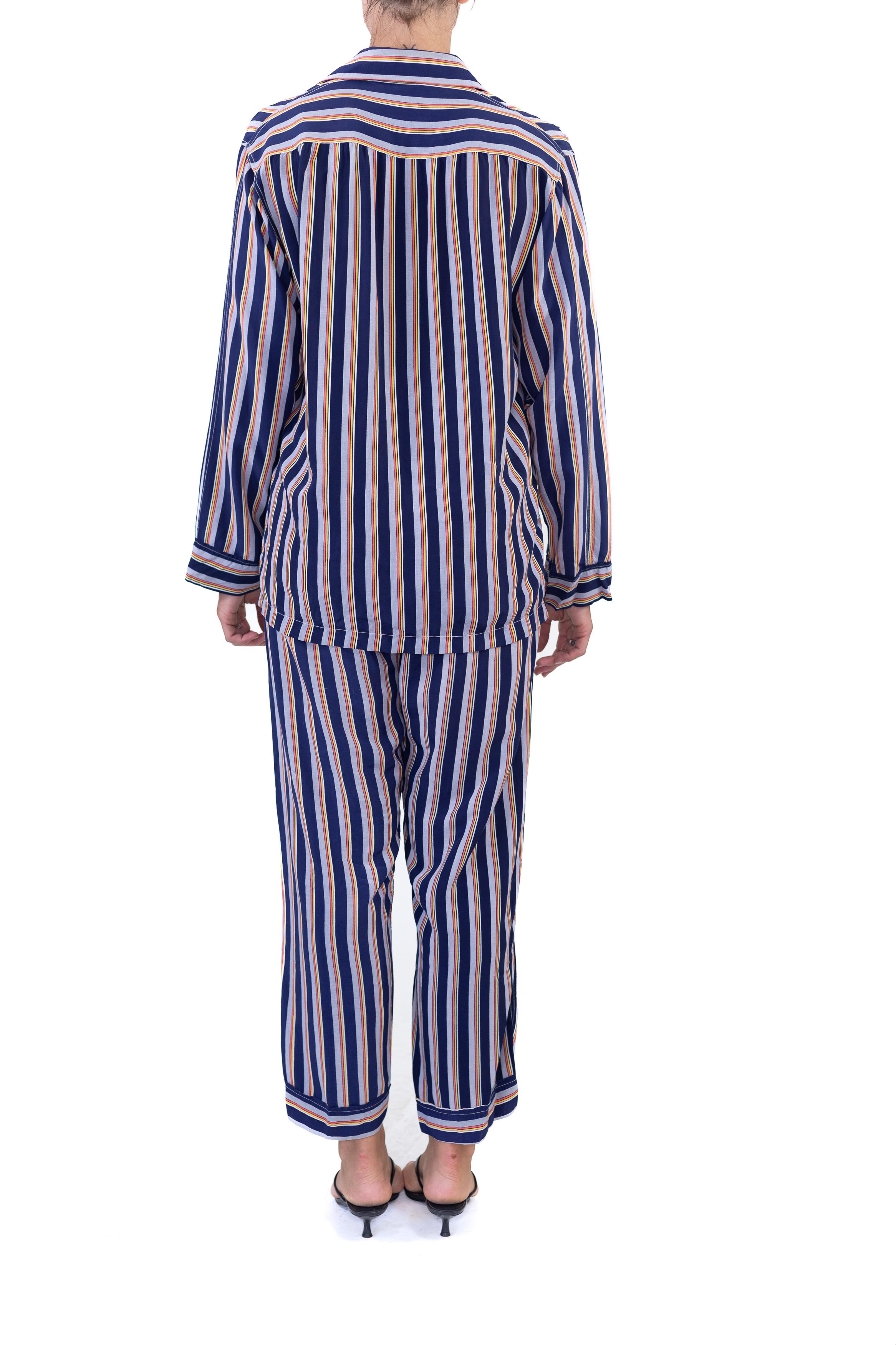 1930S Multicolor Striped Rayon Small Mens Pajamas 2