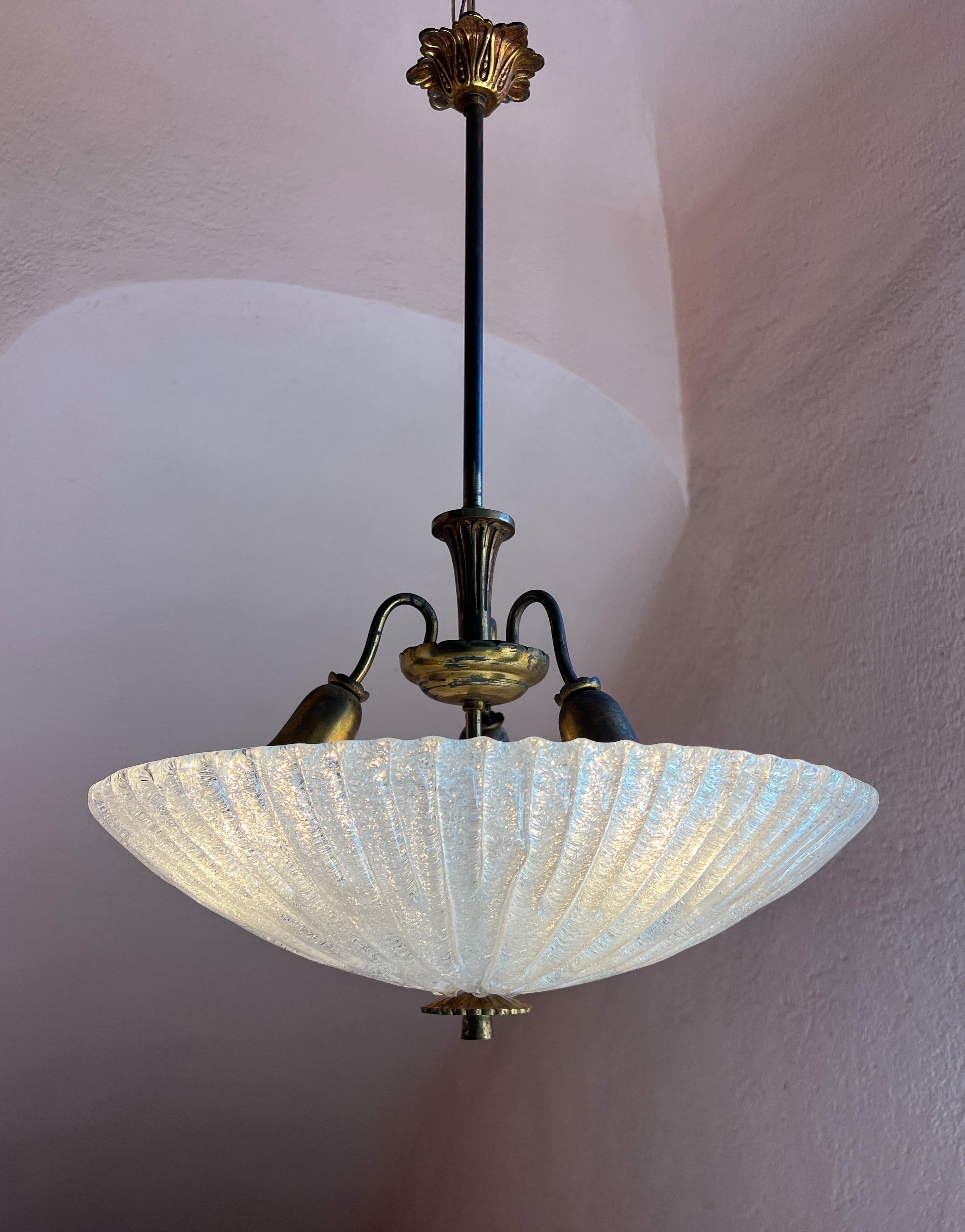 Kronleuchter aus Murano-Glas aus den 1930er Jahren von Barovier&Toso (Moderne der Mitte des Jahrhunderts) im Angebot