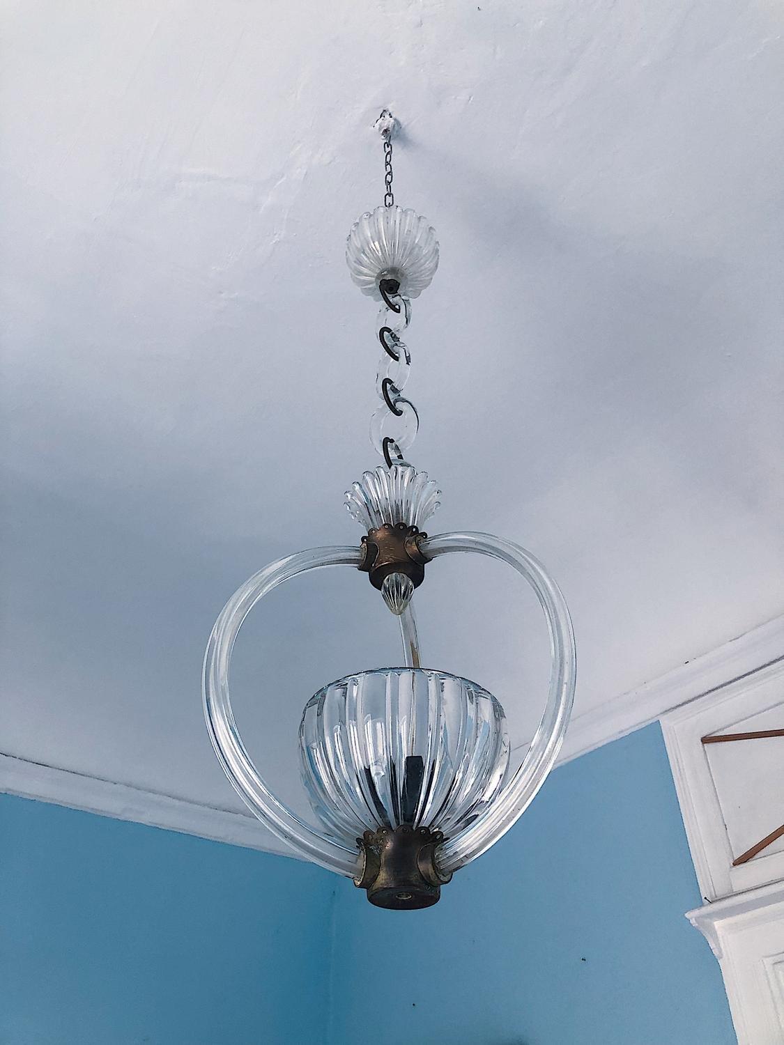 Italian 1930s Murano glass chandelier by Barovier&Toso For Sale