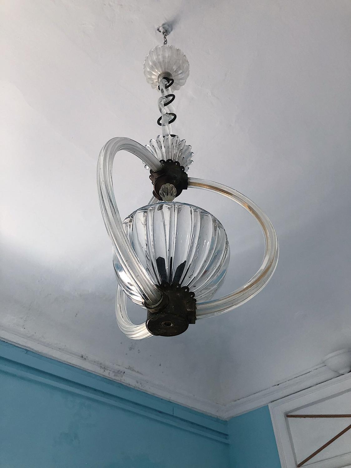 1930s Murano glass chandelier by Barovier&Toso In Good Condition For Sale In Palermo, PA