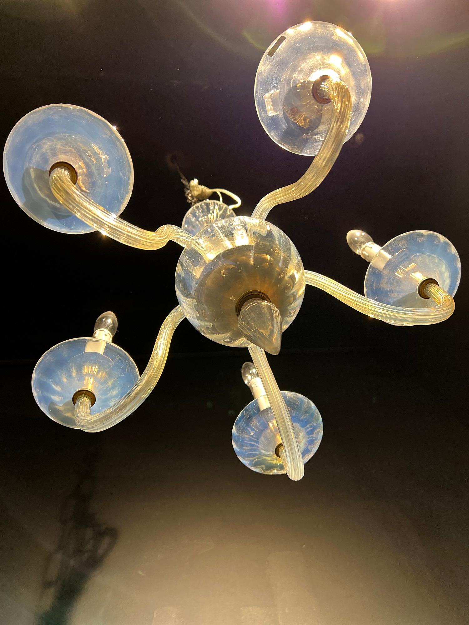 Other 1930s Múrano Opalescent Glass Chandelier For Sale