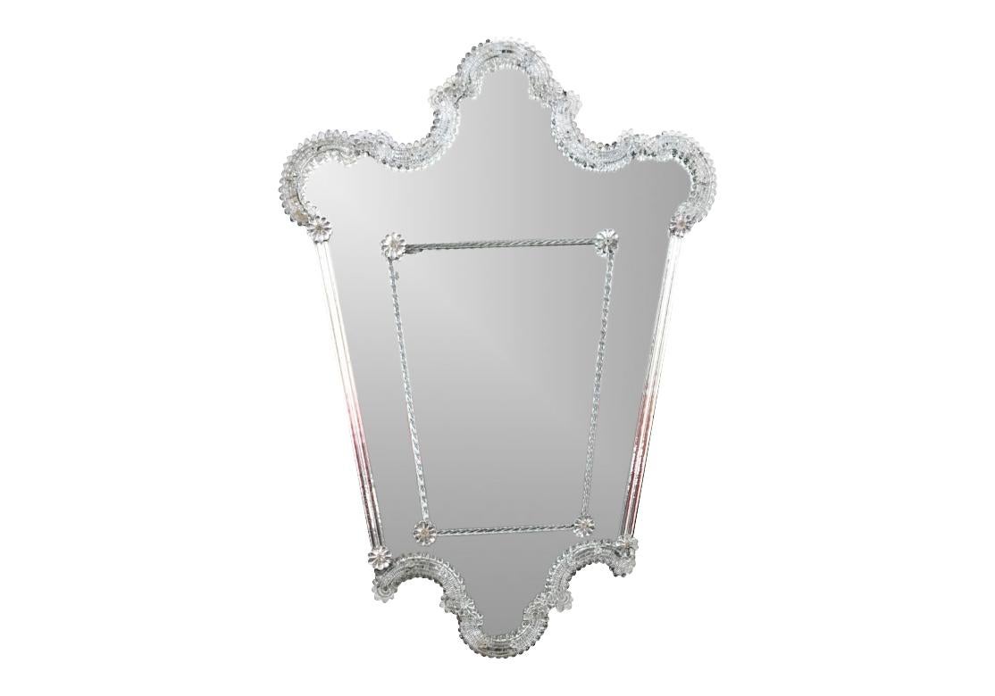 1930’s Murano Venetian Etched Glass Wall Mirror  For Sale 8
